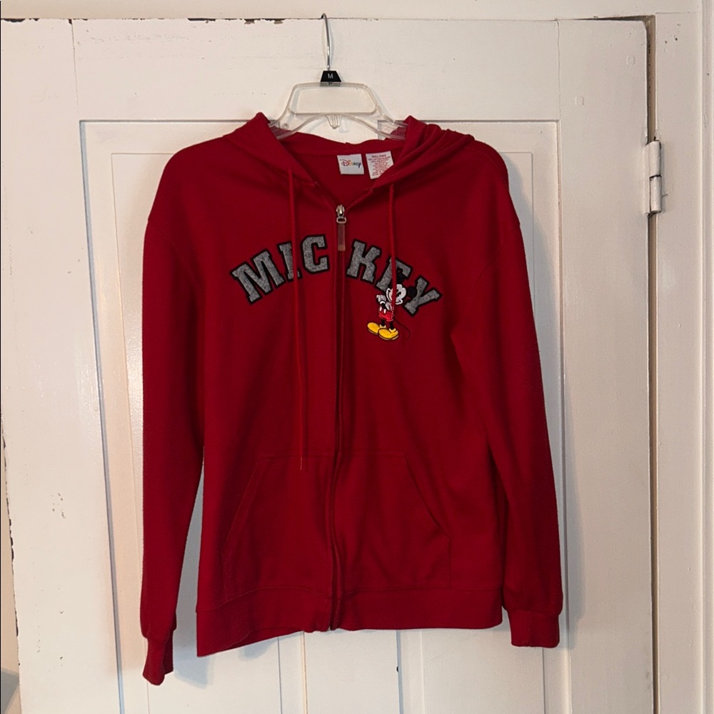 DISNEY Women’s Full Zip Mickey Mouse Hoodie/Jacket Red Small Cruise Trip Vacay